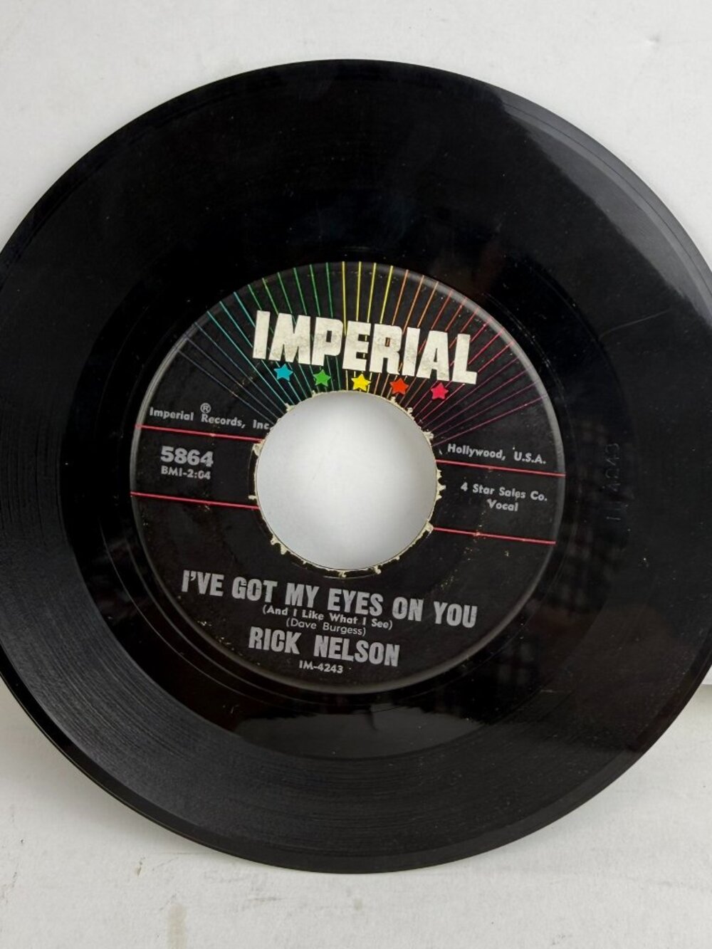 Rick Nelson Teen Age Idol / I've Got My Eyes On You 7" 45RPM Vinyl Imperial 5864
